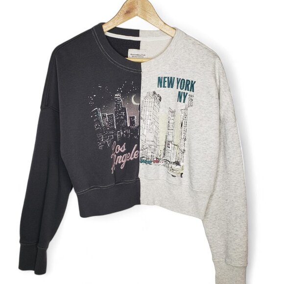 Abercrombie & Fitch Sweaters - Abercrombie & Fitch NY LA Crop Sweater Women's Color Panel City Scenes Retro S